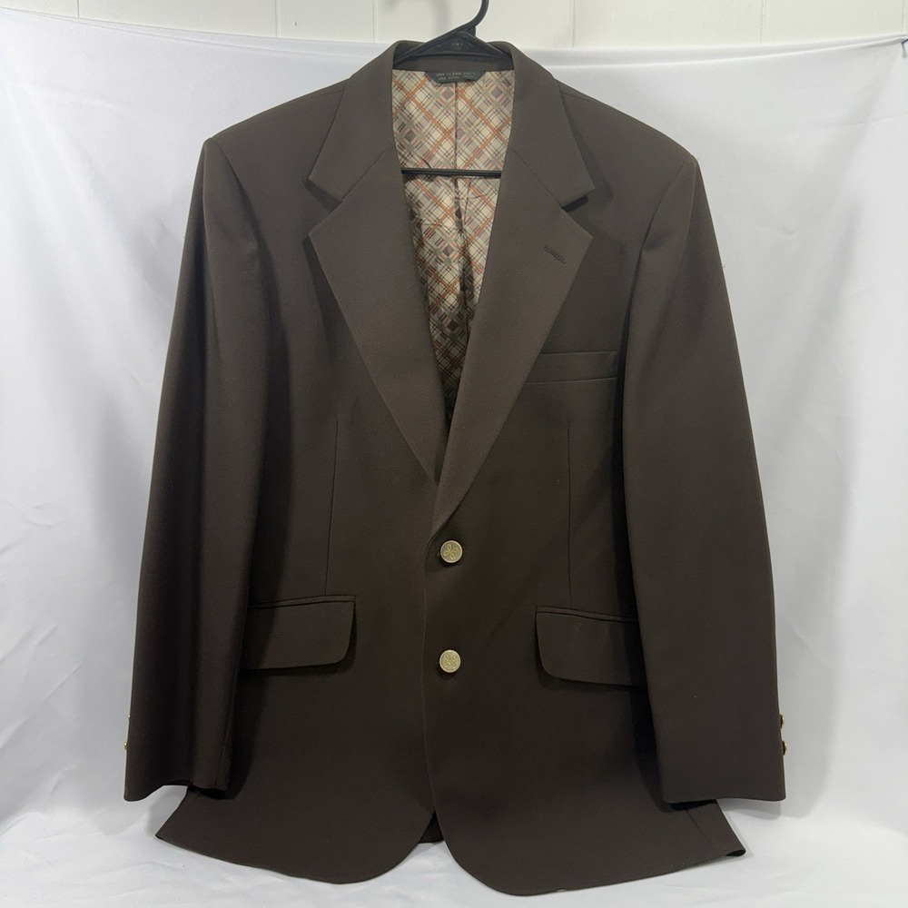 Vintage Brown 70s Polyester Blazer Jacket Sports Suit Coat Johnny Carson - Picture 1 of 8